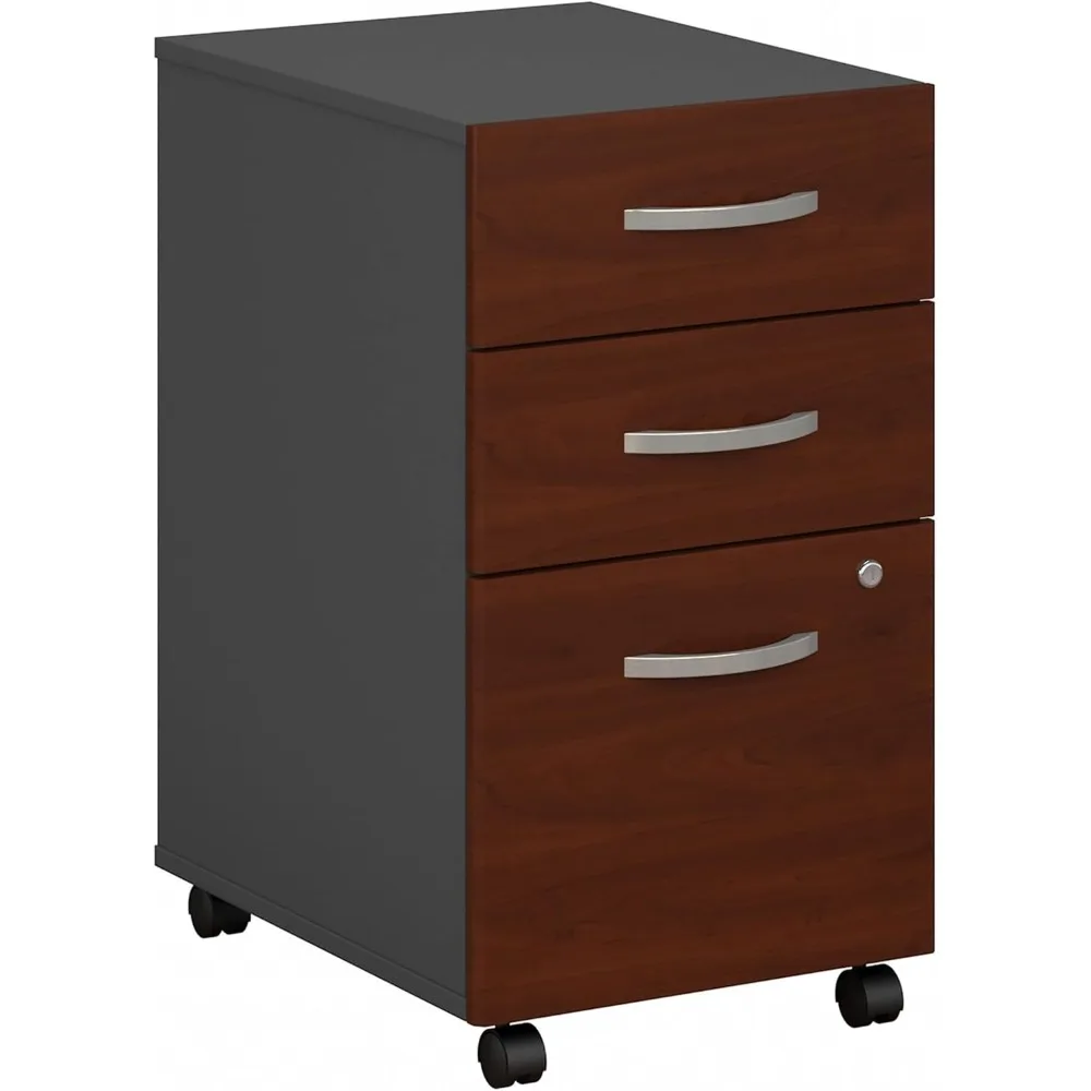 

3 Drawer Rolling File Cabinet, Under Desk Storage with Wheels for Home and Professional Office, Hansen Cherry