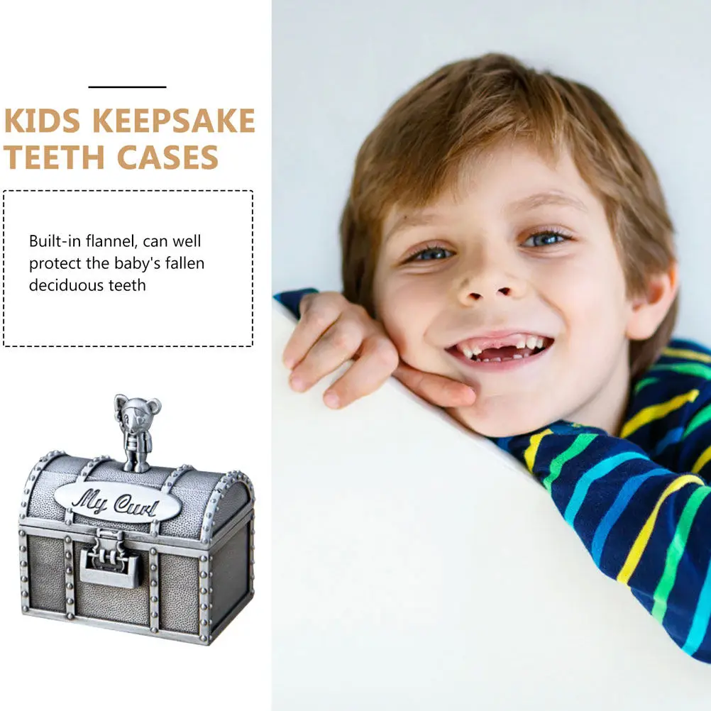 2Pcs Baby Keepsake Box Alloy Tooth Storage Box for Deciduous Teeth Fetal Hair Growth Records Commemorative Gift Baby Tooth Curl