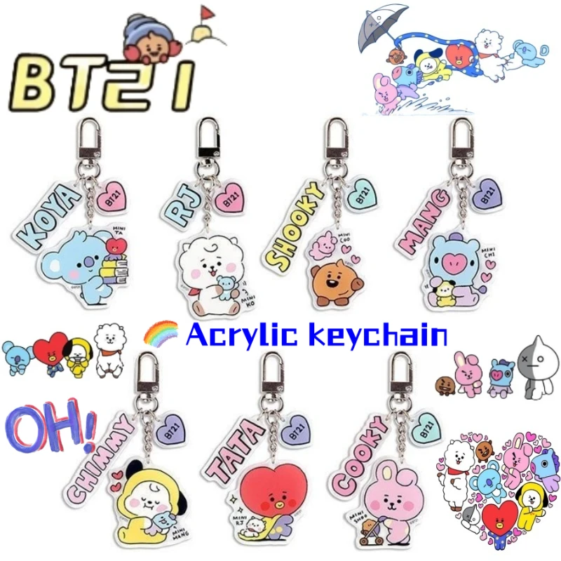 

BT21 Koya Shooky Chimmy, креативный акриловый брелок для ключей, студенческий рюкзак, милый декоративный изысканный кулон, праздничные подарки