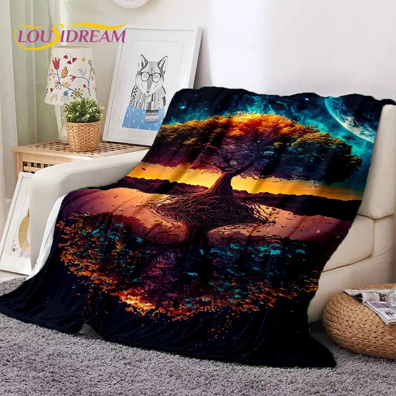 Tree of Life Nature Viking Yggdrasil Norse Soft Flannel Blankets,Throw Blanket Comfortable Blanket for Picnic Beds Home Bedroom