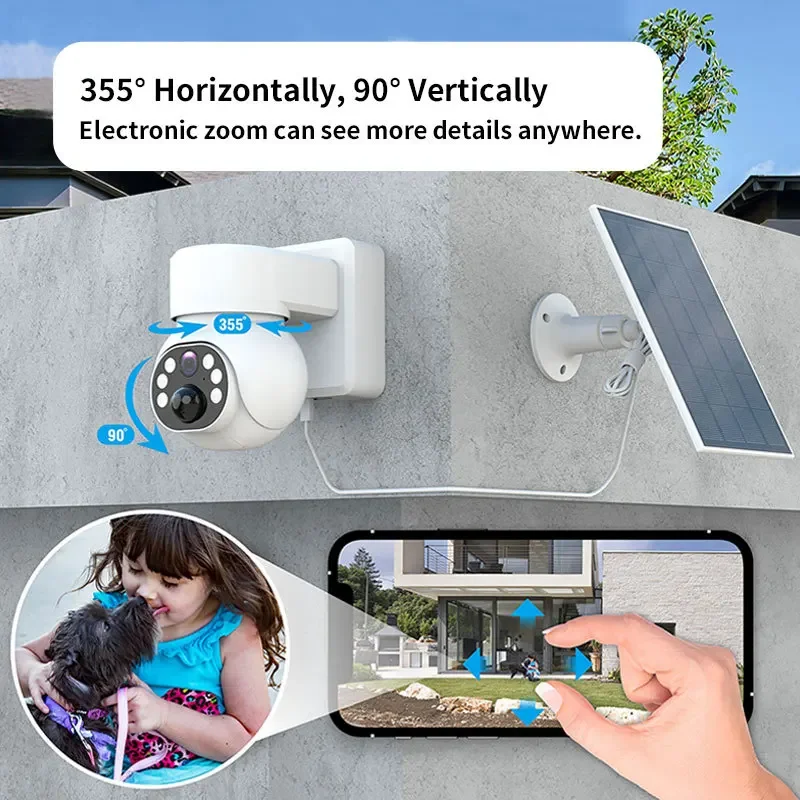 Solar Monitoring 360° Panoramic Camera Home Wireless HD Outdoor Waterproof Monitoring Full Color Night Vision Indoor IP Camera