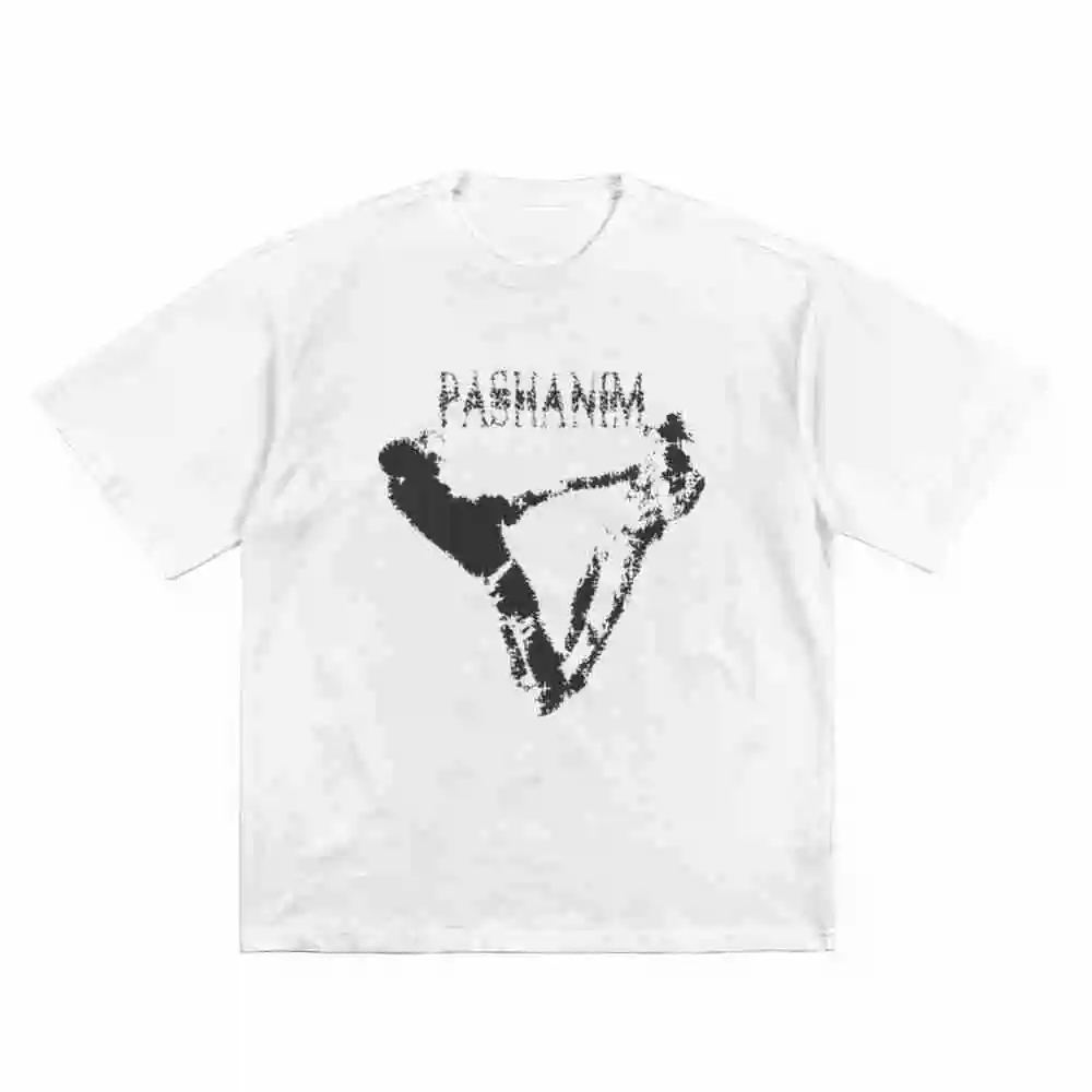 Pashanim Striking Black Text Short Sleeve Tee 100% Cotton T-Shirt