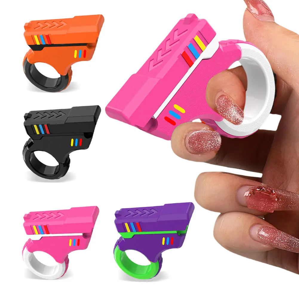 EDC Fidget Slider Magnetic Stress Relief Toys 3D Printed Fidget Ring Small Pistol Decompression Toy for Anxiety & ADHD Sufferers