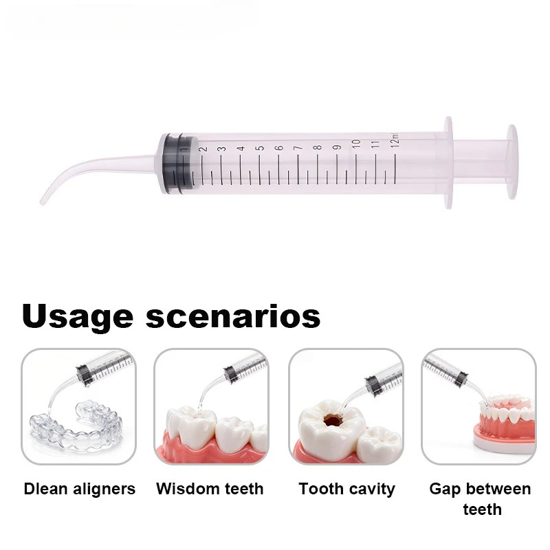 12 ml Syringes for Liquid  Individually Packed Sterile Plastic Syringes Without Needle, Transparent Whitening Dental Instrument