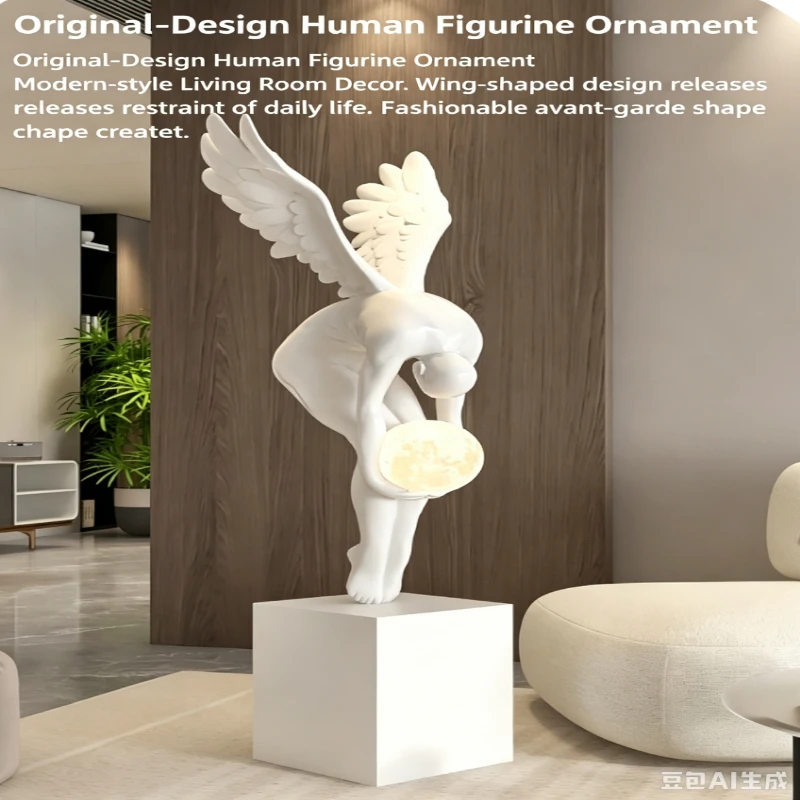 Abstract Handicrafts Hotel Lobby Angel Sculpture Modern Lighting Luxury Art Figure Floor Lamp Ornament Living Room Porch