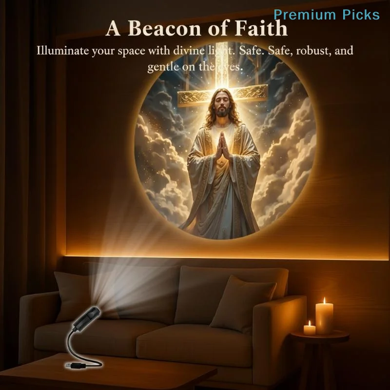 portableUSB Church Nativity LED Projection Lamp 6 Patterns Adjustable Projector Light for Xmas Religious Gathering Decor