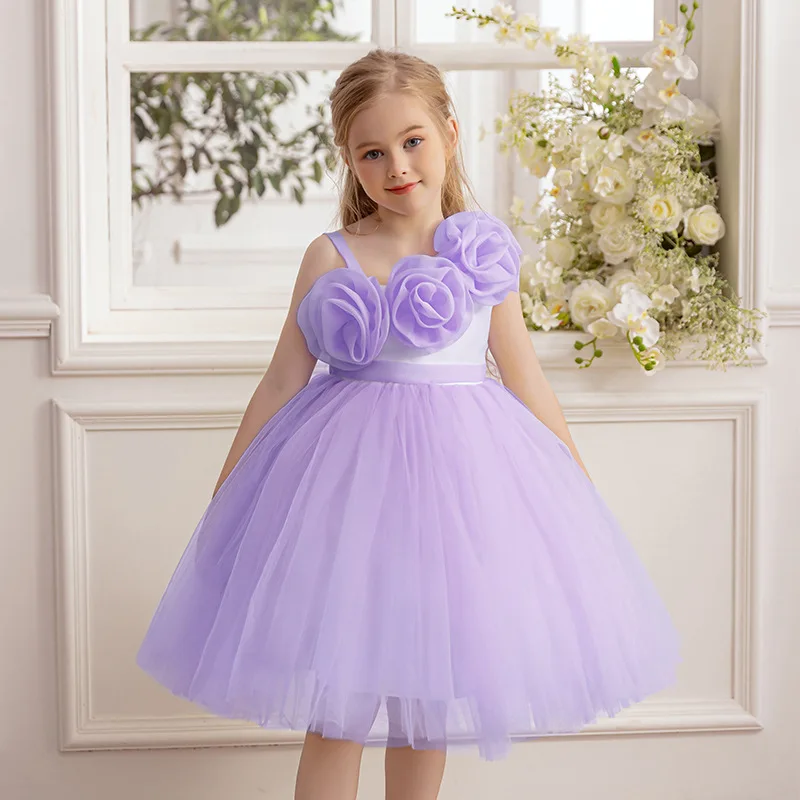 

Girls' dress, little girls' festival dance performance costume, children's host princess dress, flower girl wedding dress