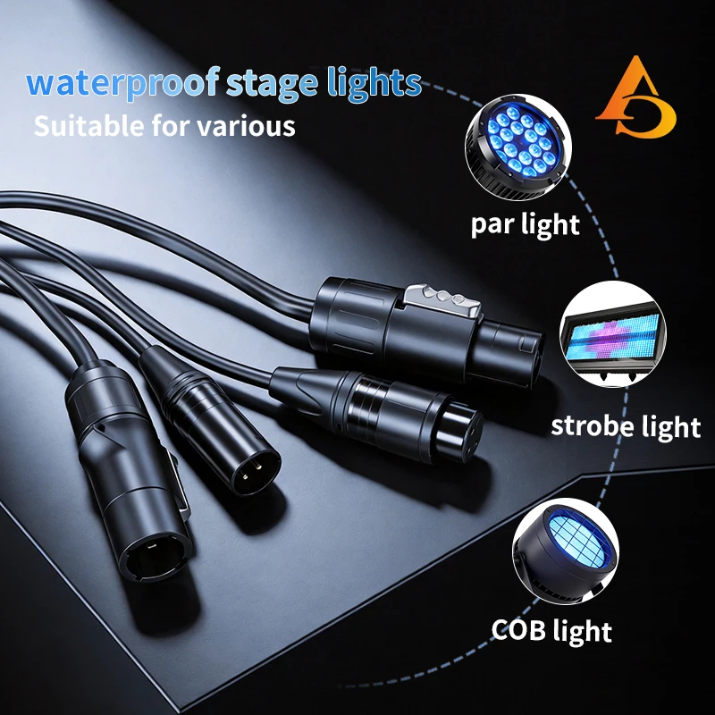 5pcs/1m/2m/3m/5m PowerCON & DMX combo cable 3x2.5mm² for outdoor performances moving head lights PAR lights various types