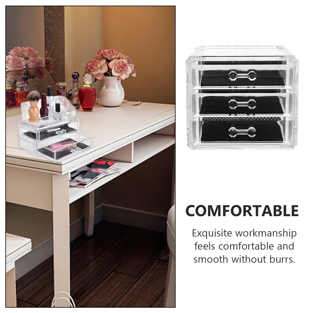 

1Pcs Drawer Style Makeup Box Black Transparent Desktop Storage Organizer Large Capacity Environmentally Friendly