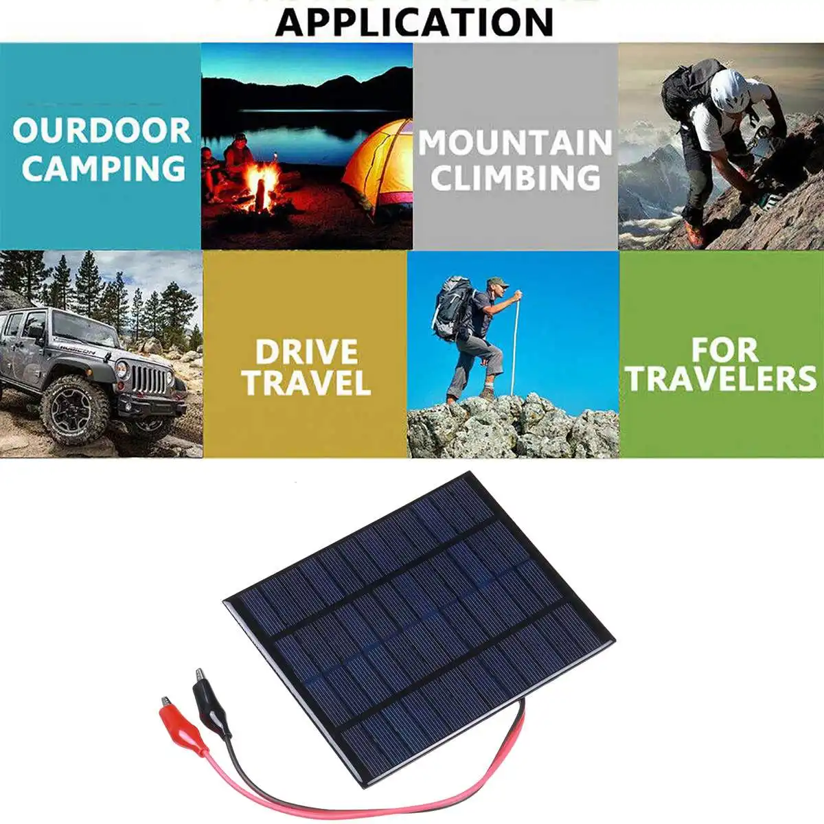 Solar Panel 12V Polycrystalline Silicon Solar Cell DIY Cable Waterproof Outdoor Rechargeable Power System For Outdoor Camping