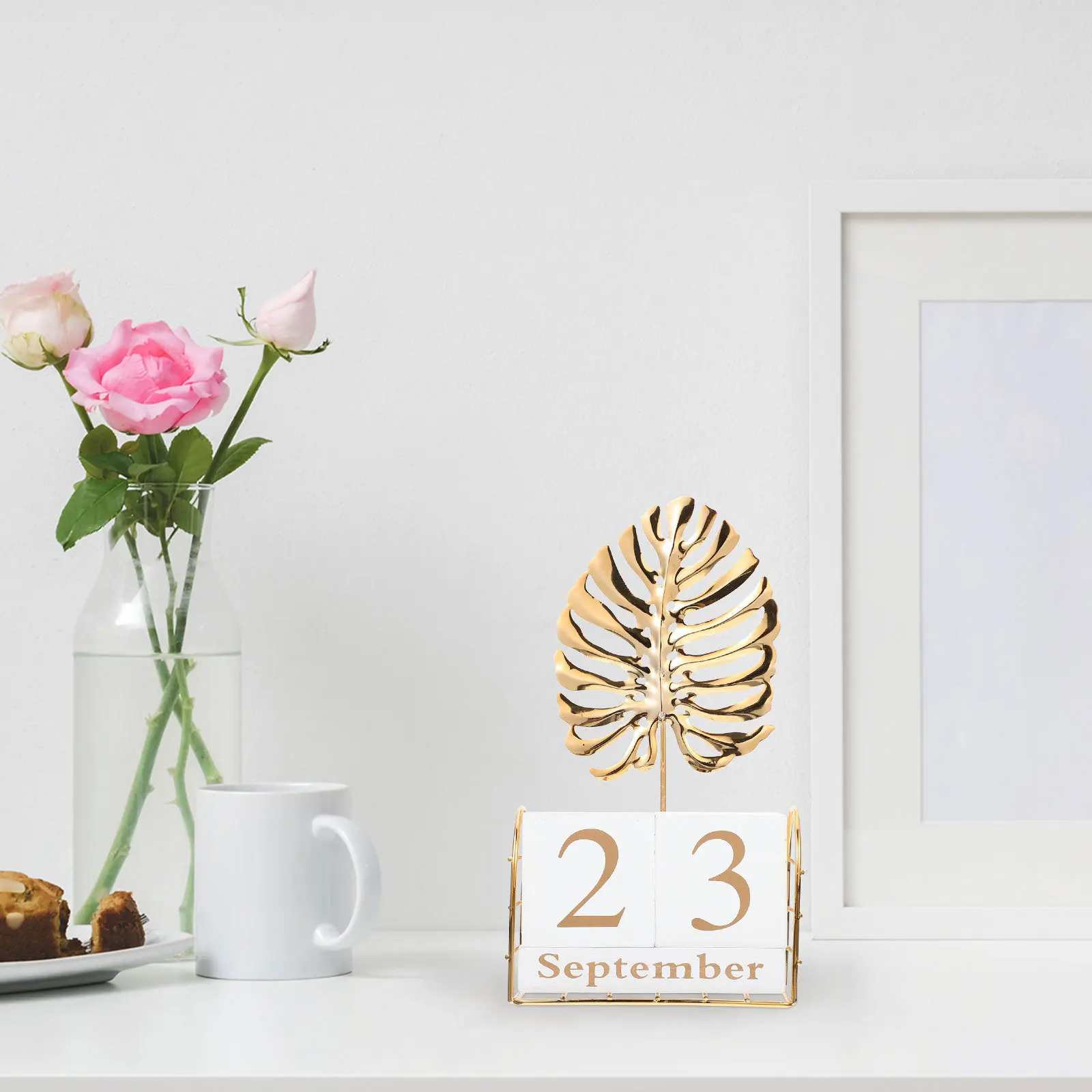 1 مجموعة ورقة السلحفاة الخشبية كتلة دائمة التقويم دليل تاريخ شهر أسبوع سطح المكتب الديكور الإبداعية خشب متين مكعب مربع #5