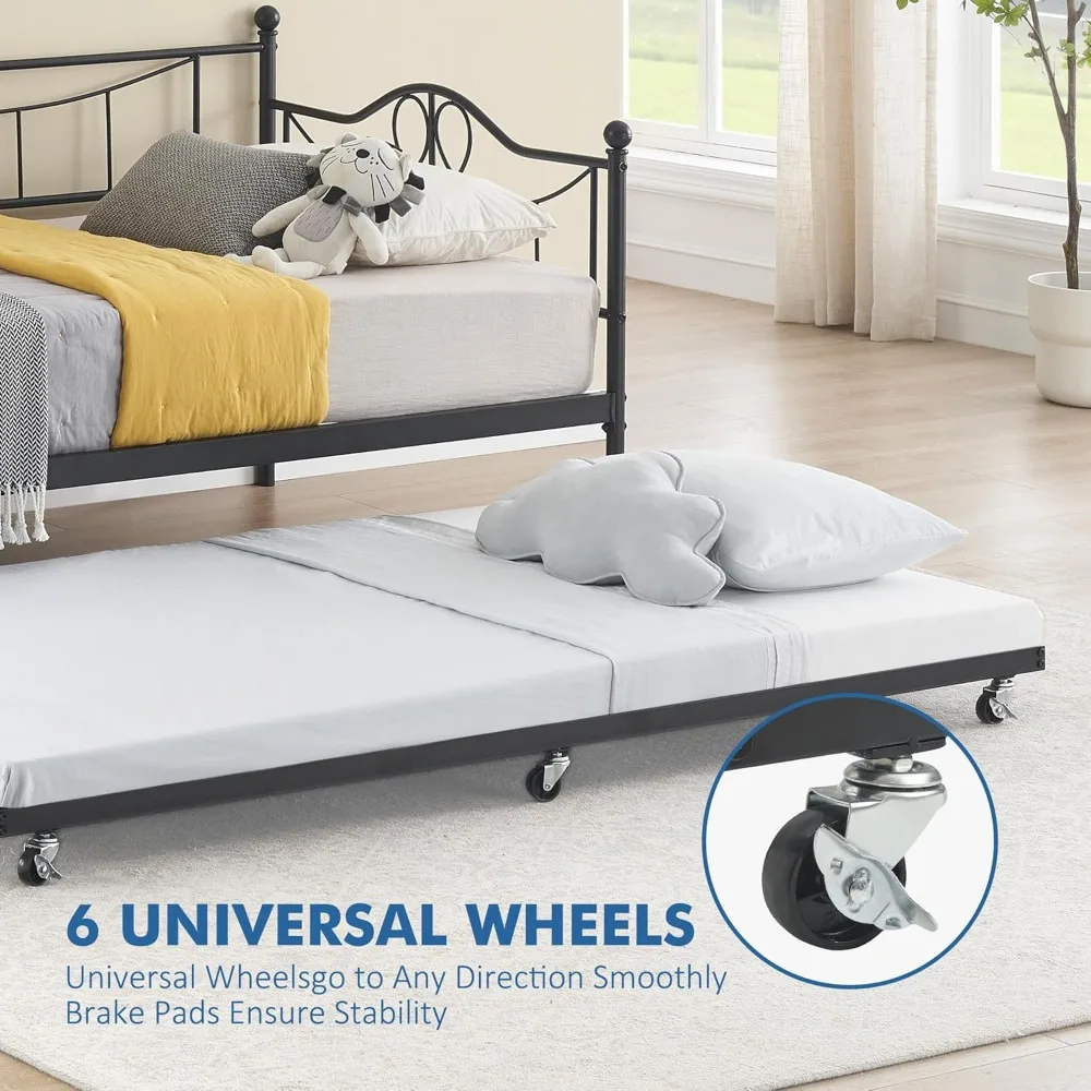 Metalen dagbed met onderschuifbed