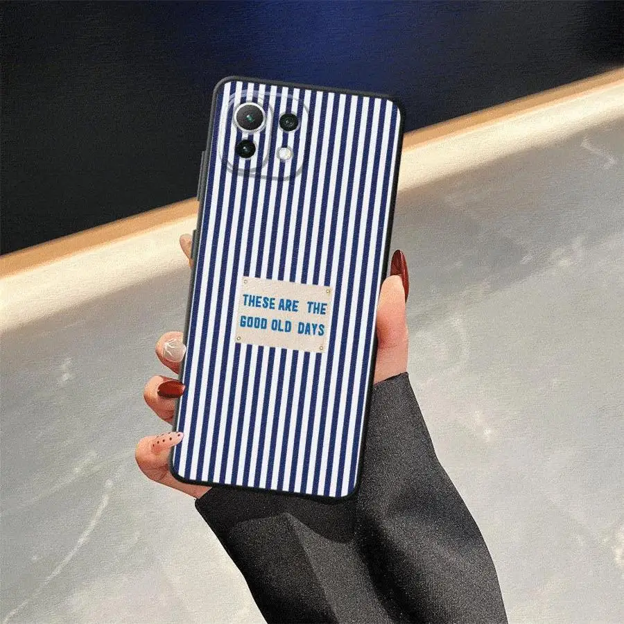 Case for Xiaomi Mi 11 12 13 Lite 13 14 15 Pro 12X 10T 11T 12T Pro Black Soft Phone Cover Retro Stripes