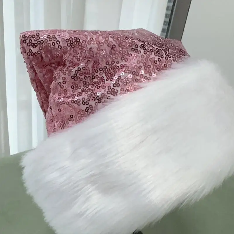 A52E Sequins Hat Christmas Party Decoration Hat Sequins Santa Costume Hat for Adults And Kids Christma Photography