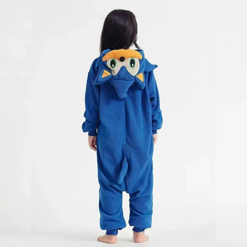 2025 yiyi 2025 nuevo Egel Sonic Onesie pijamas niños Coral polar mono de dibujos animados ropa de dormir Otoño Invierno franela ropa de hogar