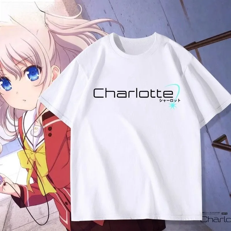 Anime Charlotte Key Club Youri Nayo T-shirt Short-sleeved Men's Women's Summer Unisex Clothes Casual Anime Clothes