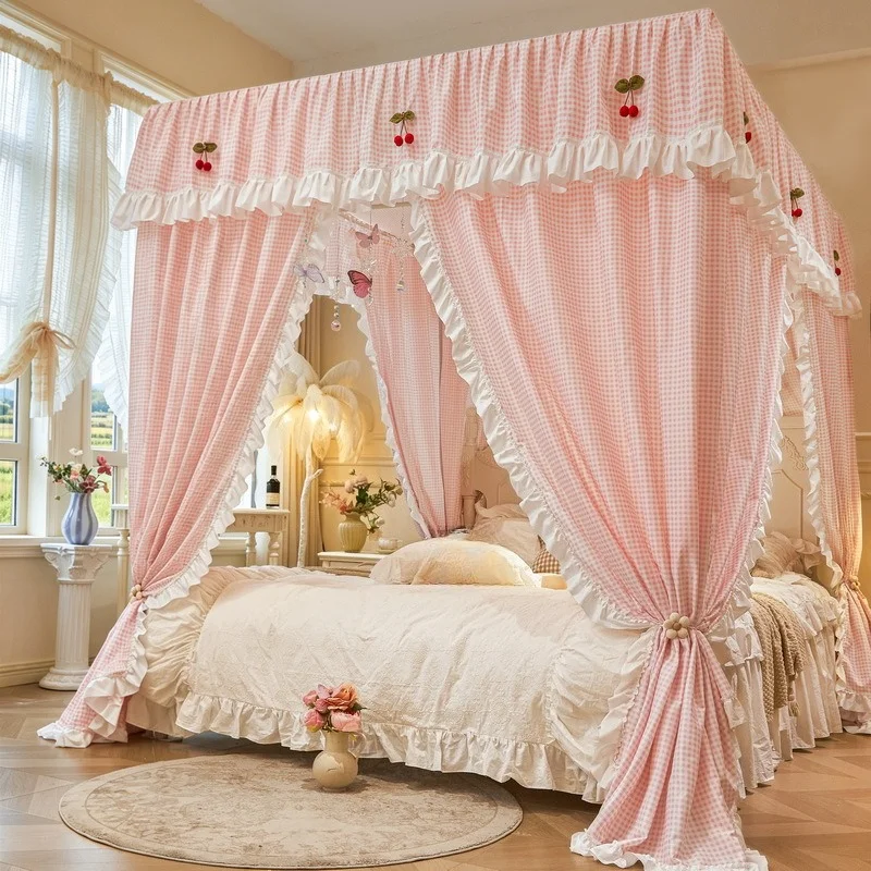 Cute floor-to-ceiling lattice bed mosquito-proof and insect-proof bedroom home encryption thickened