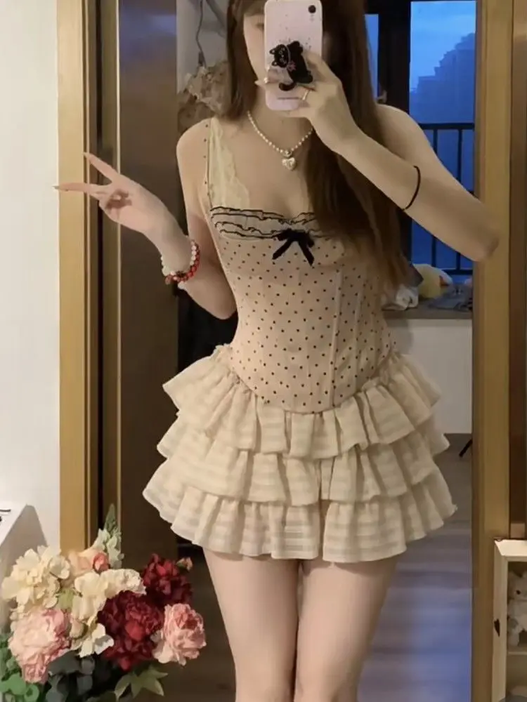 Mini Jupe pour femmes, 2025 Faldas Mujer De Moda, douce, été, taille haute, ligne a, volants, mode, douce et mignonne, Y2k, 63g657