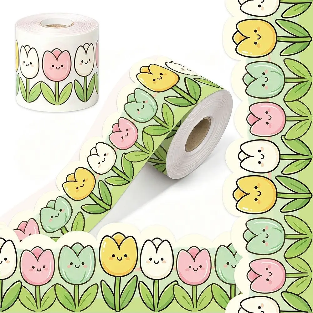 New Flower Bulletin Board Border 10m/Roll Scalloped Edge Classroom Border Trim Cuttable Border Trim Roll Classroom Decor