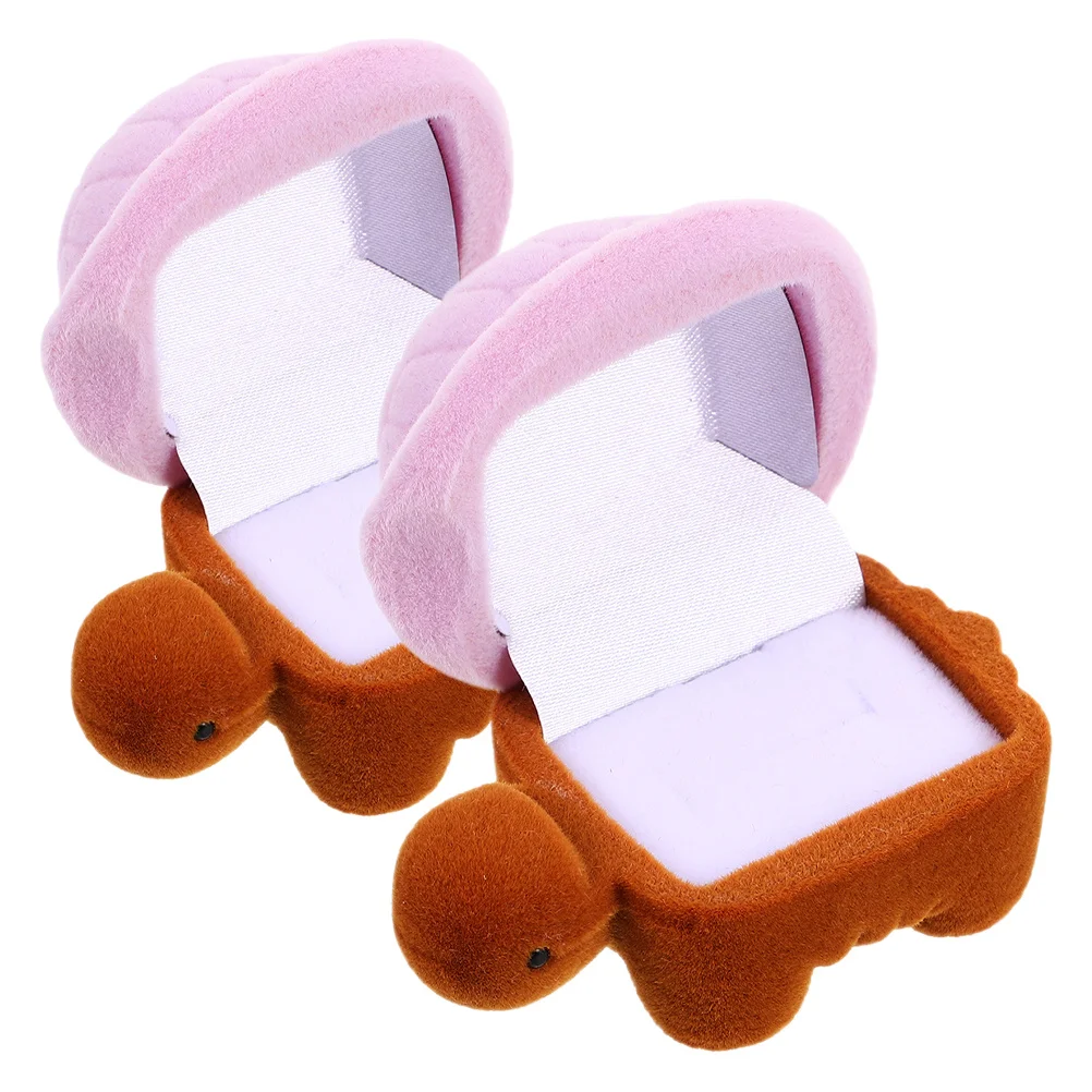 

2Pcs Sea Turtle Jewelry Box Portable Flocking Organizer for Earrings Rings Unique Gift Decorative Keepsake Case