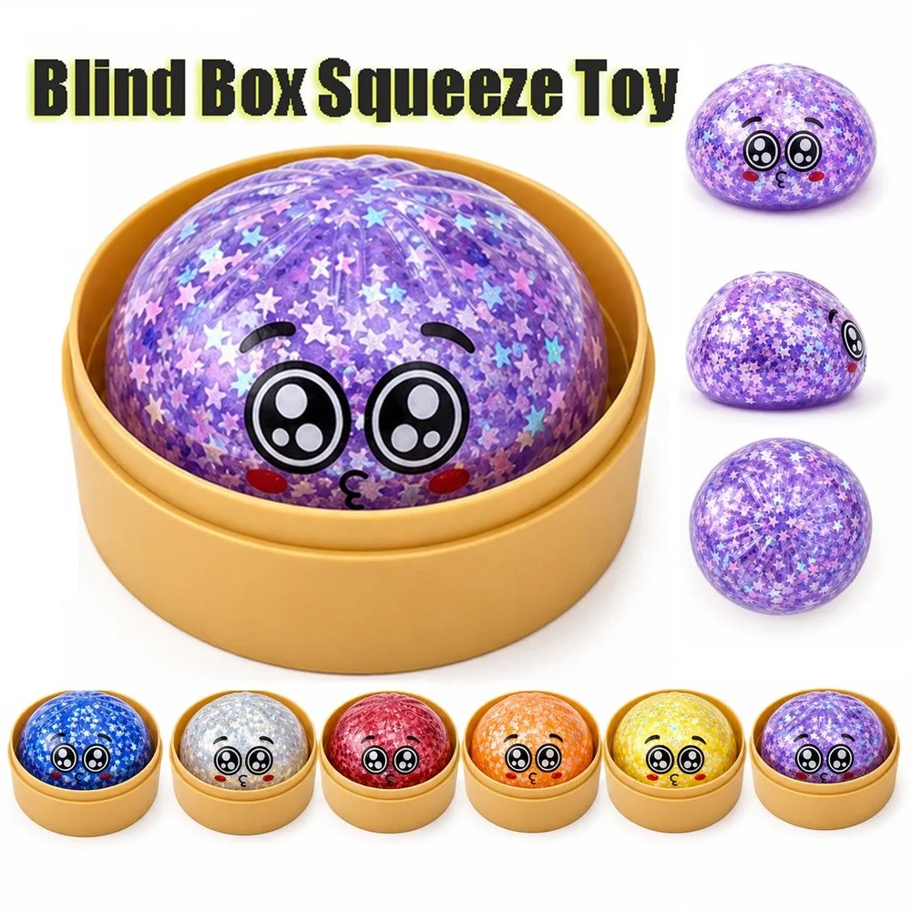 Glitter Dumplings Squeeze Soft Slow Resilience Steamed Bun Squeeze Pinch Le Fidget with Steamer Stress Relief Sensory Ball