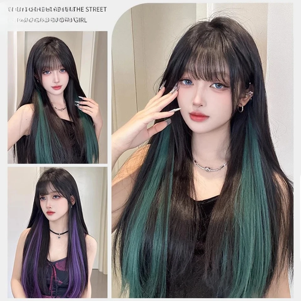 2 قطعة/الحزمة الاصطناعية الملونة الطرف يسلط الضوء على وصلات شعر بمشبك للفتيات 22 بوصة متعدد الألوان مستقيم الشعر الاصطناعية Ha