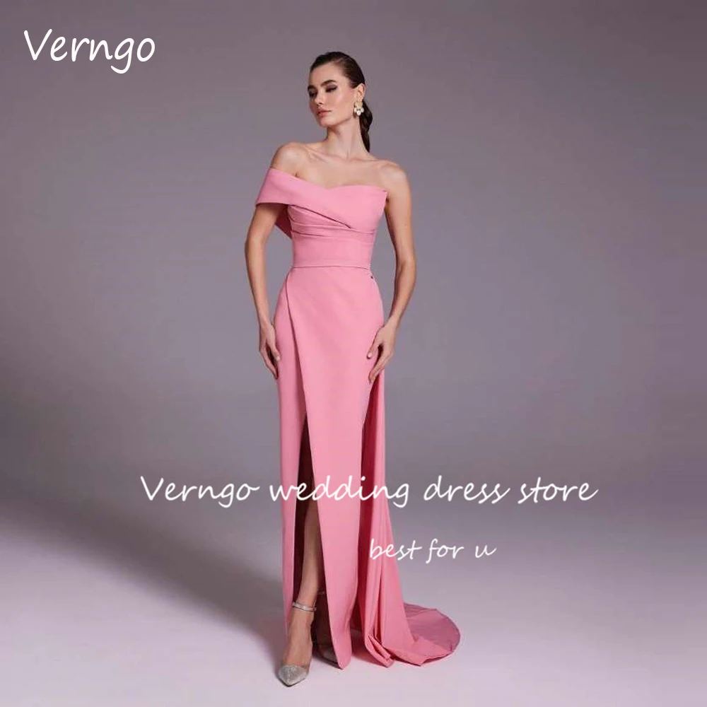 

Verngo Elegant Blush Pink Evening Dresses 2023 One Shoulder Split Stretch Satin Arabic Prom Dress Formal Party Dress Custom