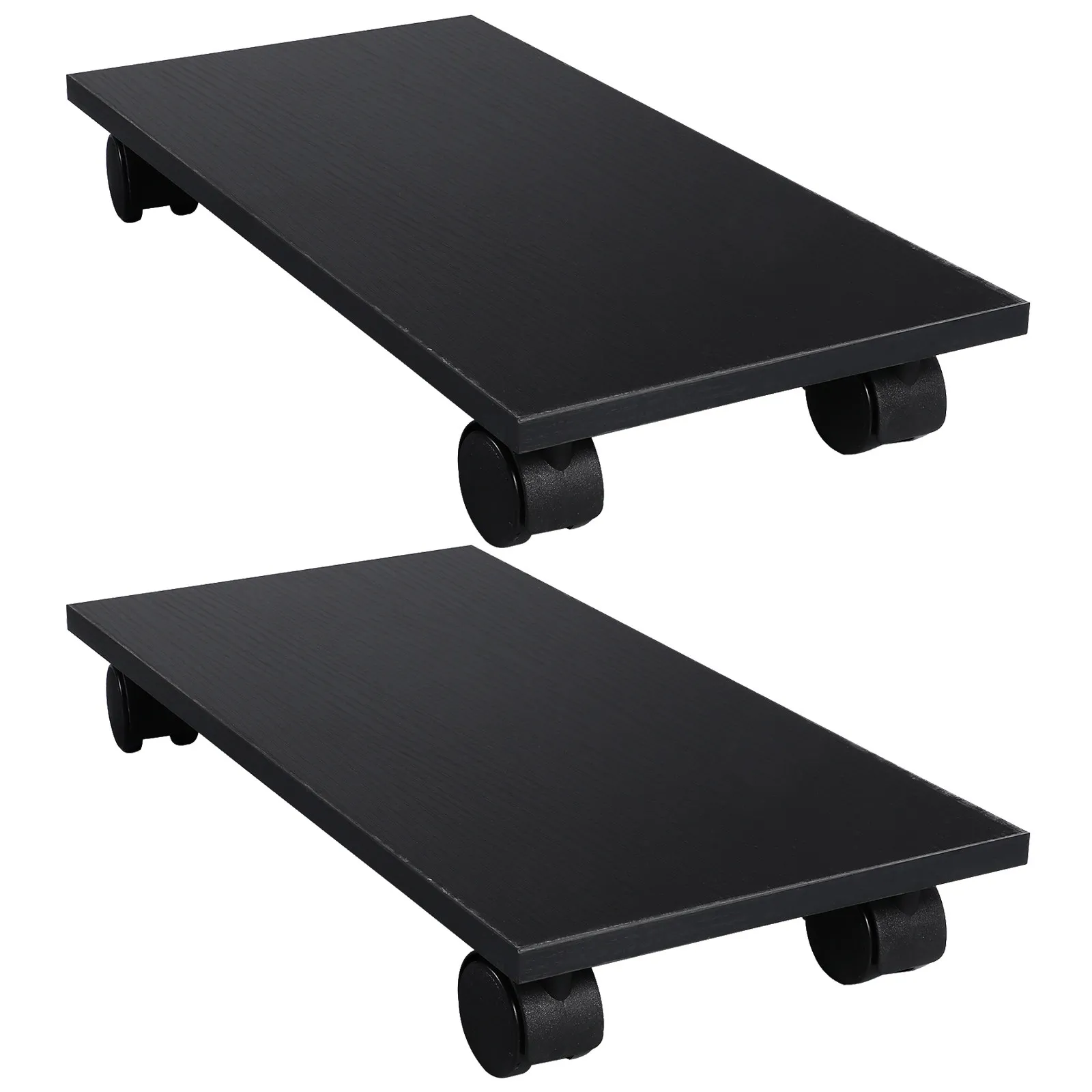 2Pcs Black Computer Tower Stand Rolling CPU Holder Cart Desktop Pc Cart with Locking Casters Platform for Office