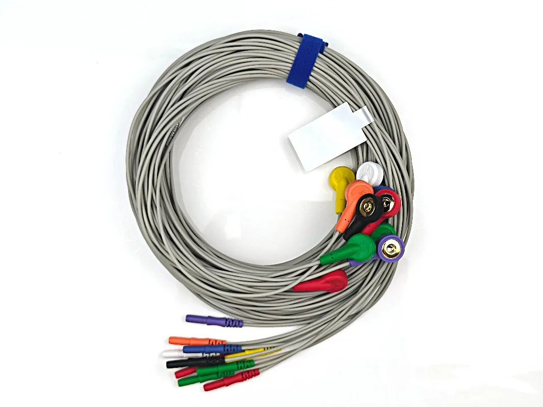 Compatible with DIN 1.5mm ECG Cable AHA 10 Lead Snap-on Cable