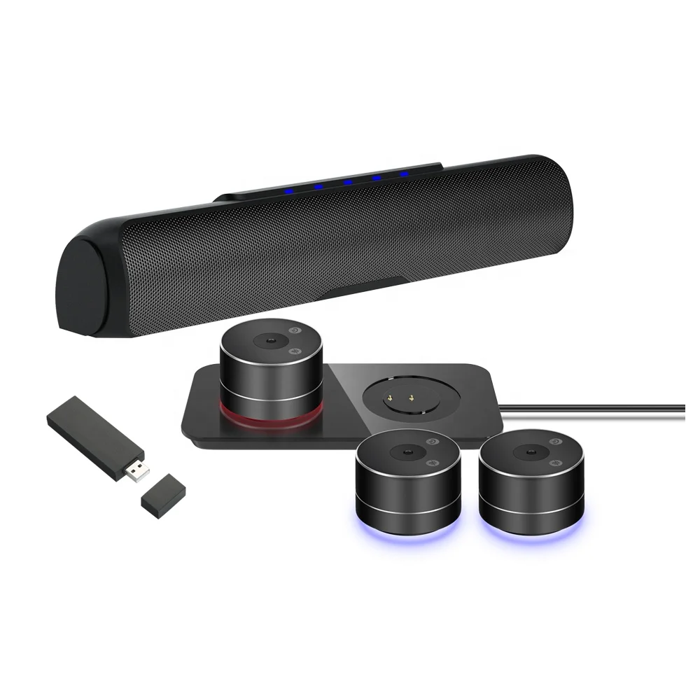 

Wireless Conferencing Speakerphone With Expansion Microphones Sound Bar