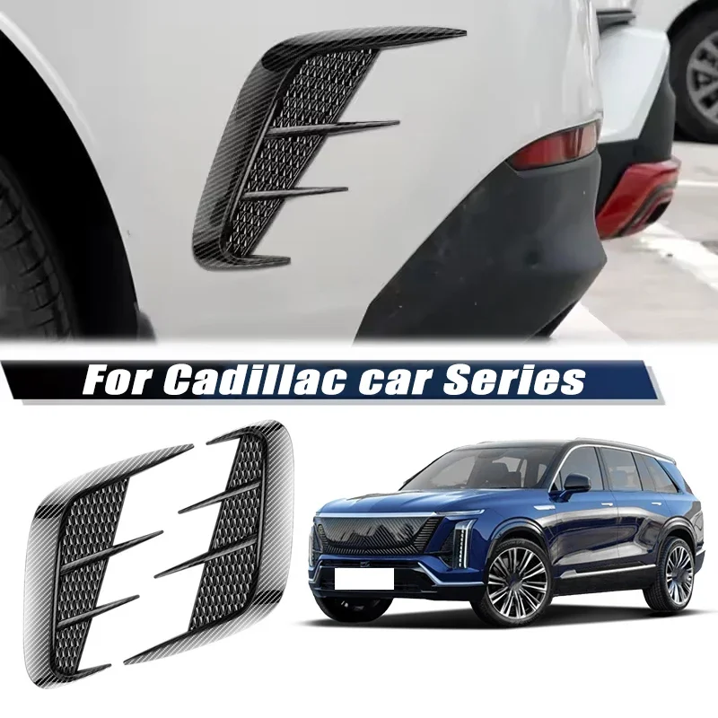 Carbon Fiber Car Fender Trim Car Sticker Shark Gills Simulation Side Intake Body Sticker Accessories For Cadillac Car Series