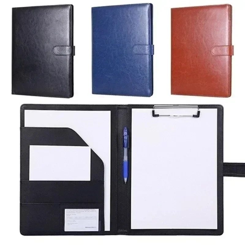 

A4 PU Leather Multi Functional Business Contract Folder With Memo Pad Office Sales Magnetic Buckle Manager Folder Organizers