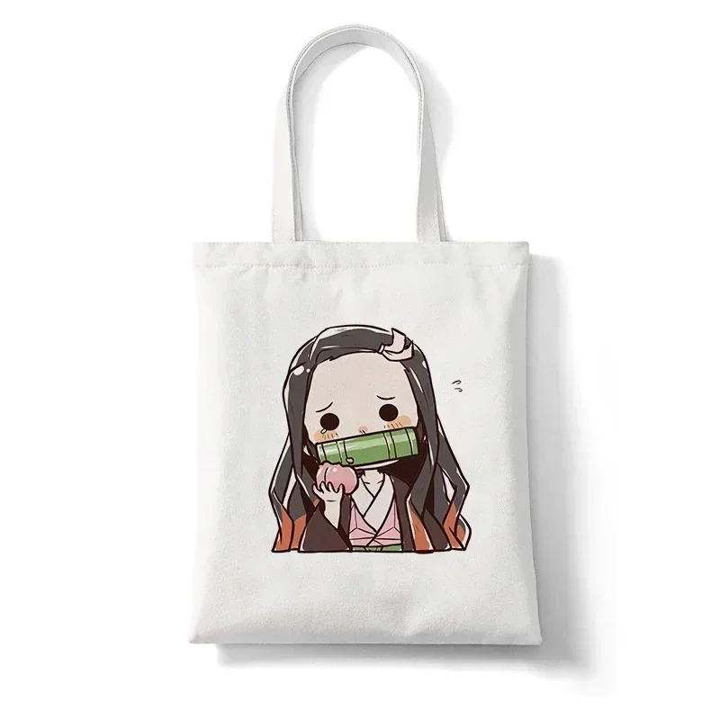 Casual Large Capacity Shoulder Bags Shopper Canvas Letter Fashion Harajuku Demon Slayer Print Ulzzang Handbags Cheap Women