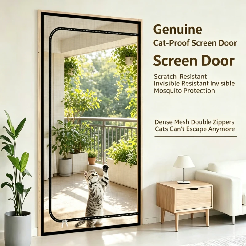 Pet door curtains u-shaped zipper screen door curtains prevent pets from escaping