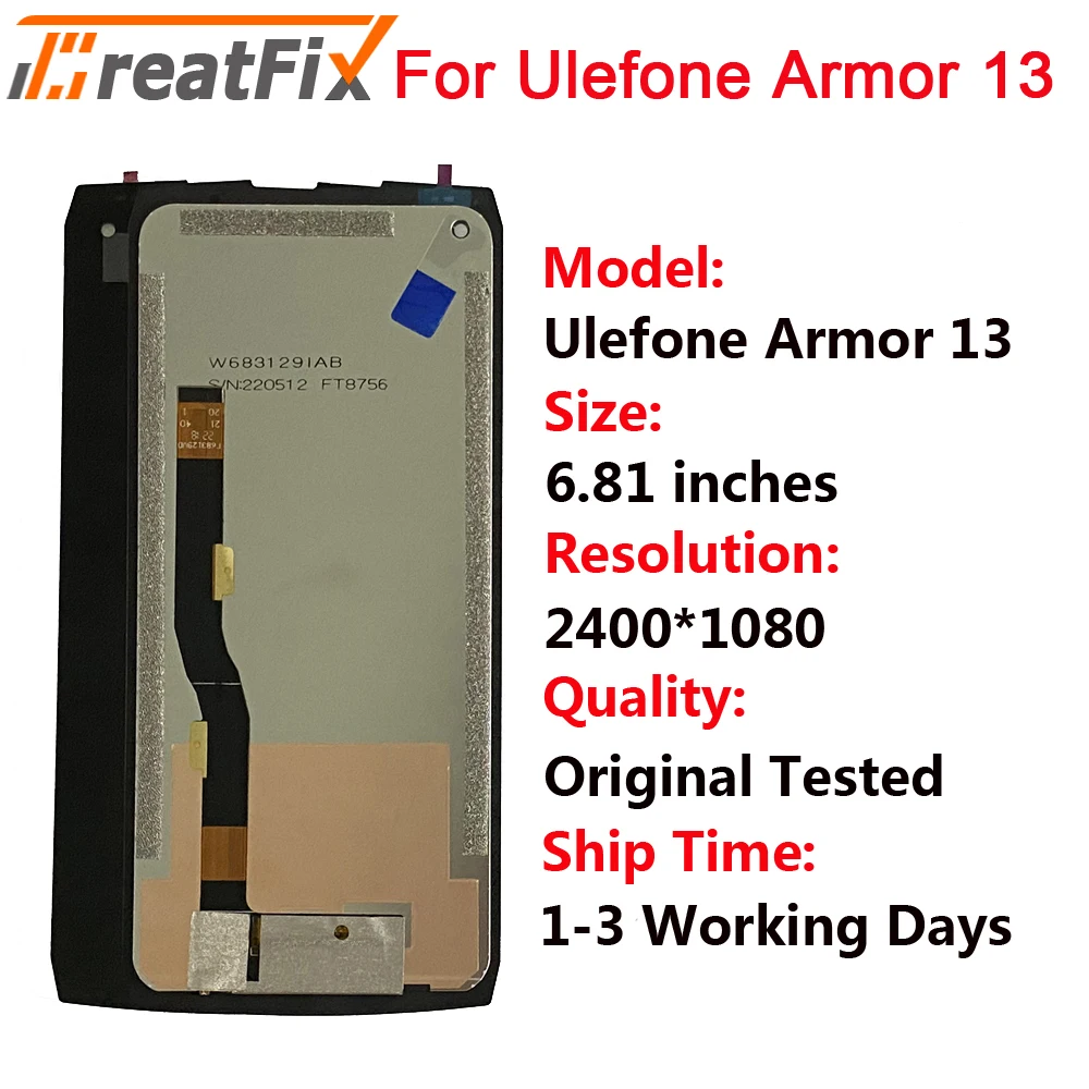 For Ulefone Armor 6 6S 6E 7 7E Armor 8 Pro 9 9E 10 11 LCD Display Touch Screen Digitizer Assembly For Armor 13 14 16 17 Pro LCD