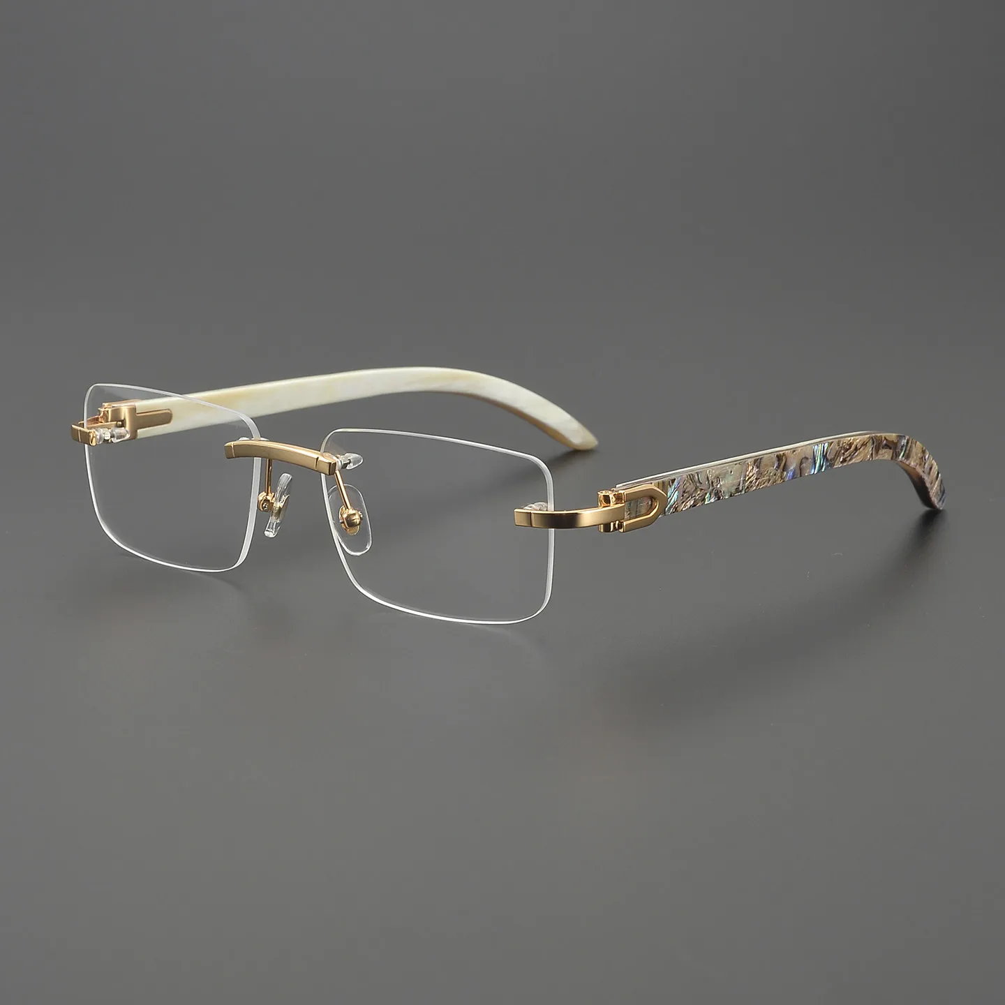 Natural Shells Frameless Glasses for Women Myopia Reading Eyewear Luxury Brand Business Men Optics Prescription Custom Eyeglass