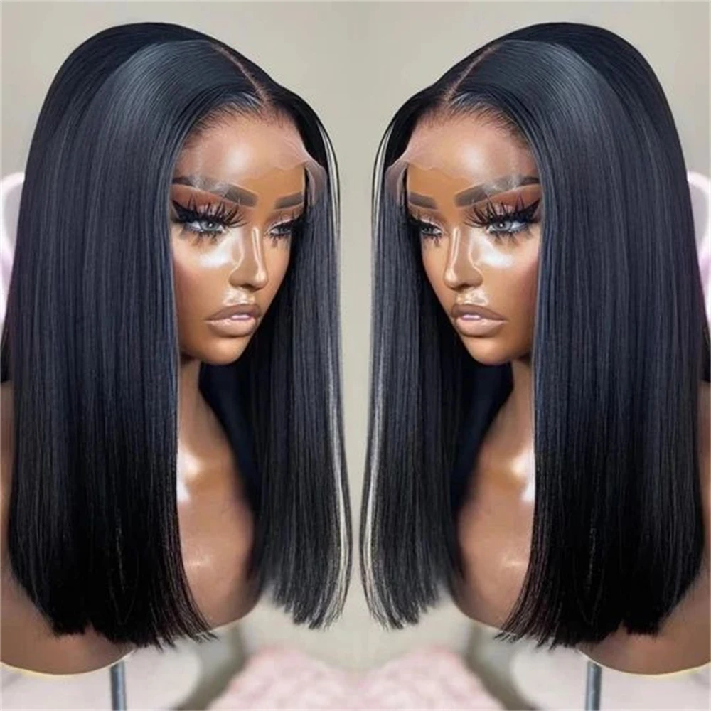 200 Density Straight Short Bob Lace Wig 13x4 Lace Bob Wigs 100% Human Hair HD Lace Front Wig For Black Women 12 14 16 Inch