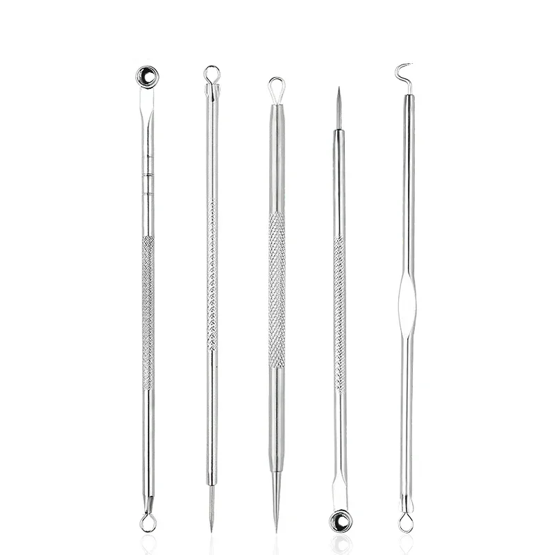 4Pcs Stainless Steel Blackhead Remover Tool Kit Face Massage Whitehead Pimple Spot Comedone Acne Extractor Face Massager