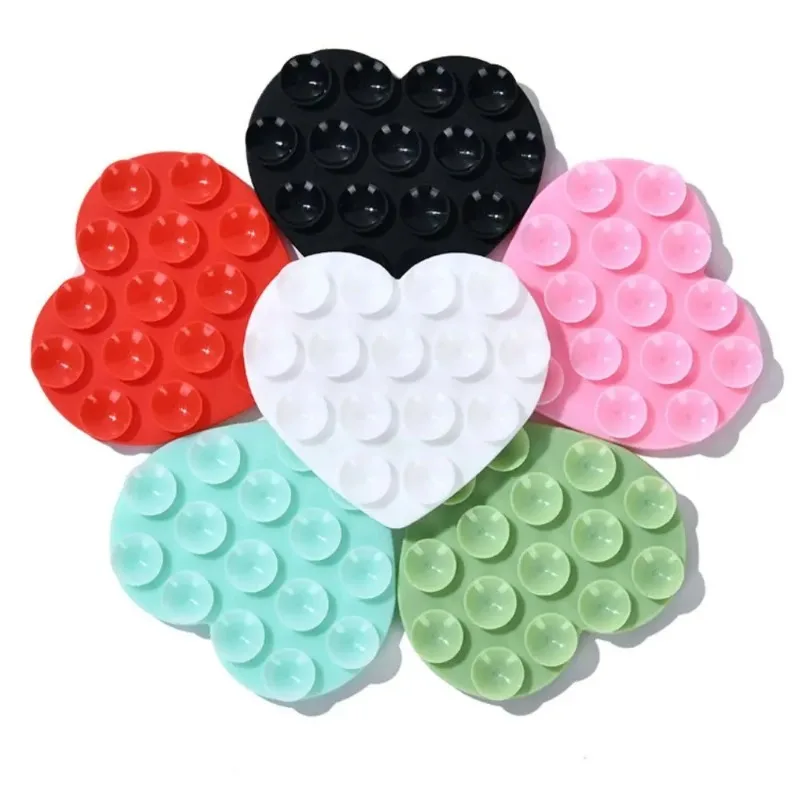 Double Sided Heart-shaped Silicone Rubber Magnetic Suction Cup Phone Holder Washable for iPhone Samsung Xiaomi Smartphone Mount