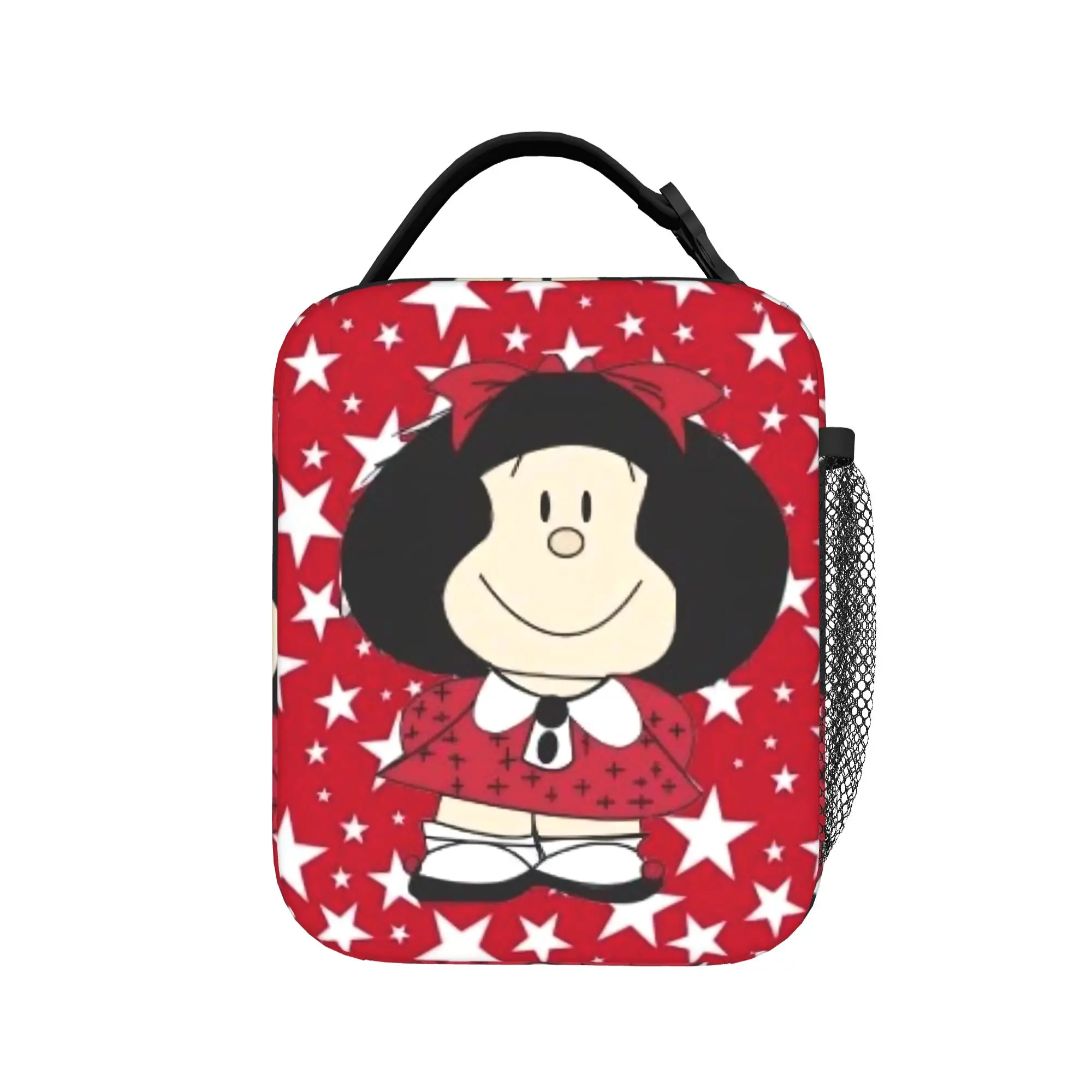 Mafaldas Red Stars Insulated Lunch Bag Portable  Reusable Thermal Bag Tote Lunch Box Work  Outdoor Men Women