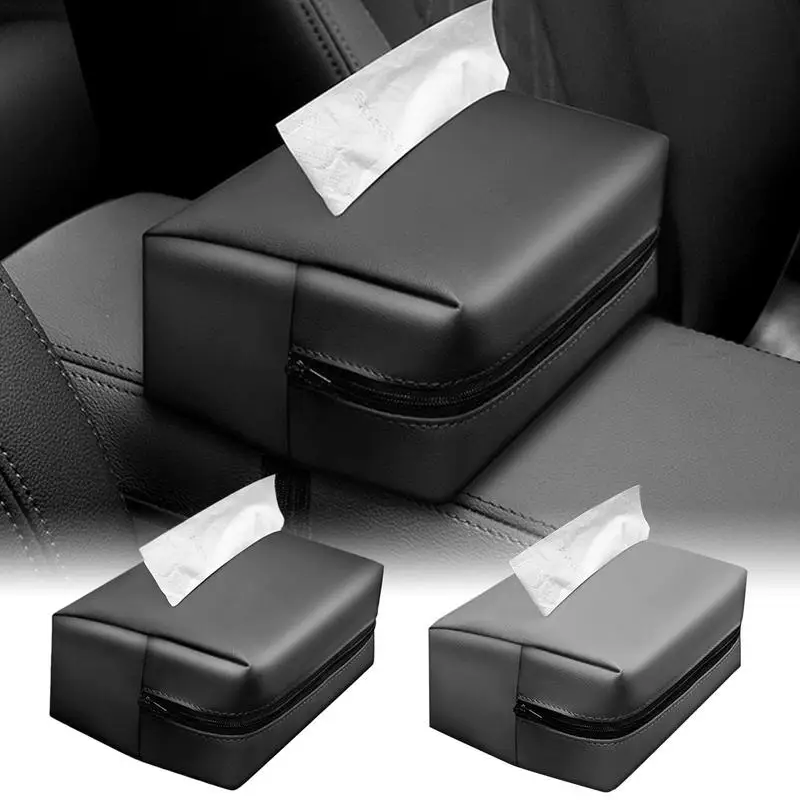 

Tissues Box For Car Backseat Auto PU Leather Napkin Holder Smooth Zipper Tissue Storage Tool For Car Headrest Dashboard Armrest