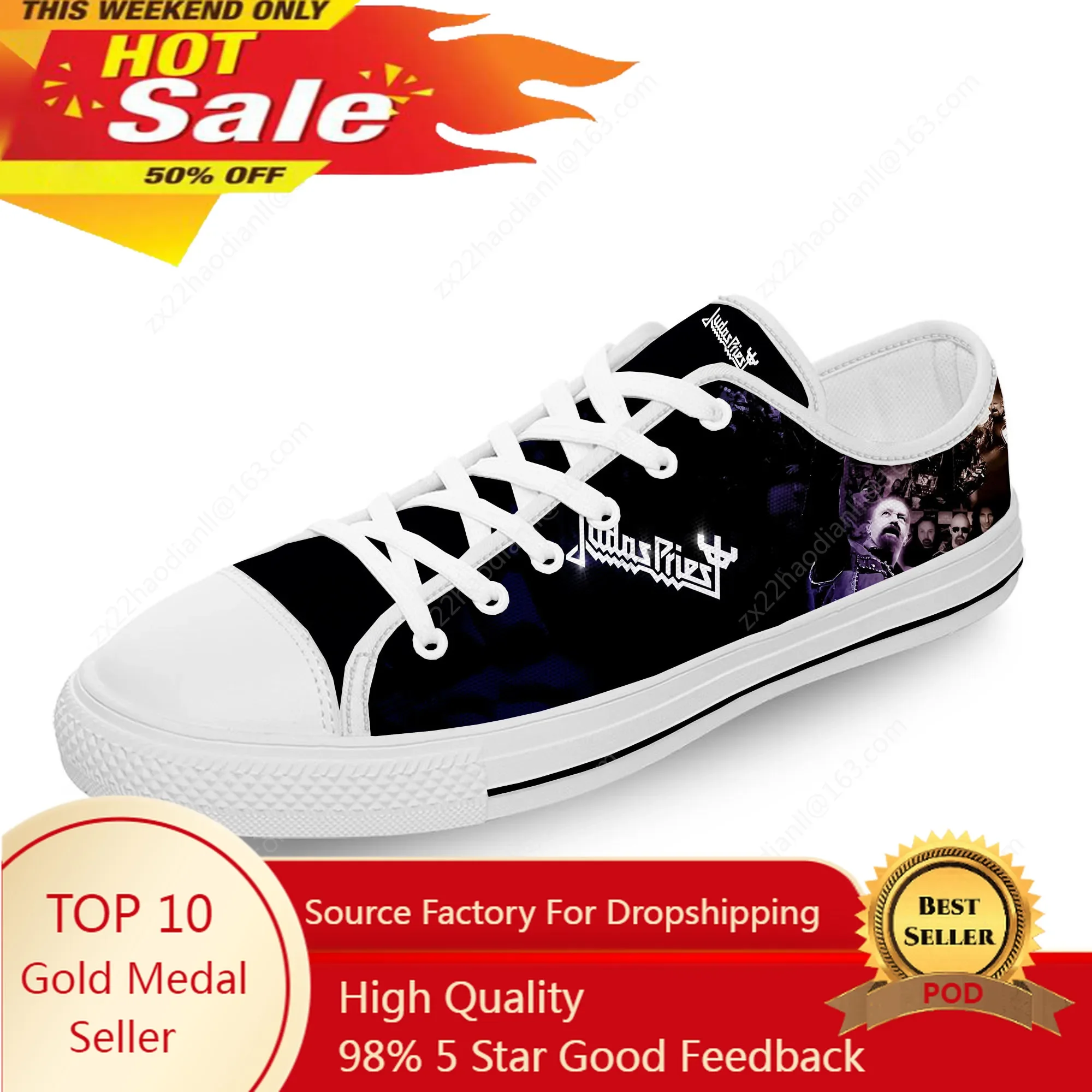 

Judas Priest Rock Band Metal White Cloth 3D Print Low Top Canvas Fashion Shoes Men Women Lightweight Breathable Sneakers