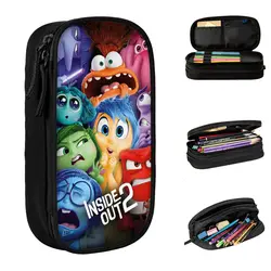 Emotions Inside Out 2 Cartoon 2024 Movie Pencil Case Double Layer Large-capacity Office Accessories Pencil Bag Gift