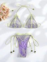 Sexy Hollow Lace Bikinis Patchwork Swimsuit Women Bathing Suits Bandage Swimwear Mujer