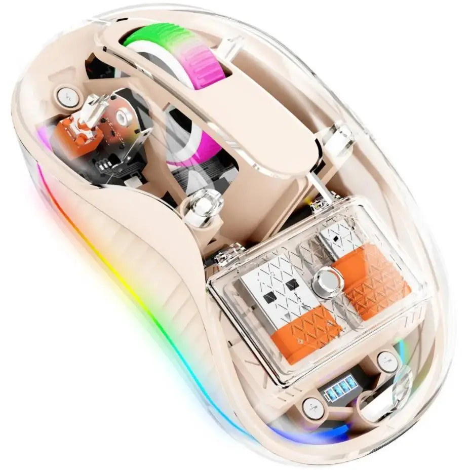2.4G Bluetooth Wireless Three Mode Mute Mouse New Transparent Mouse Mute Led Lamp Type-c Mouse 2400dpi Intelligent Office Gift