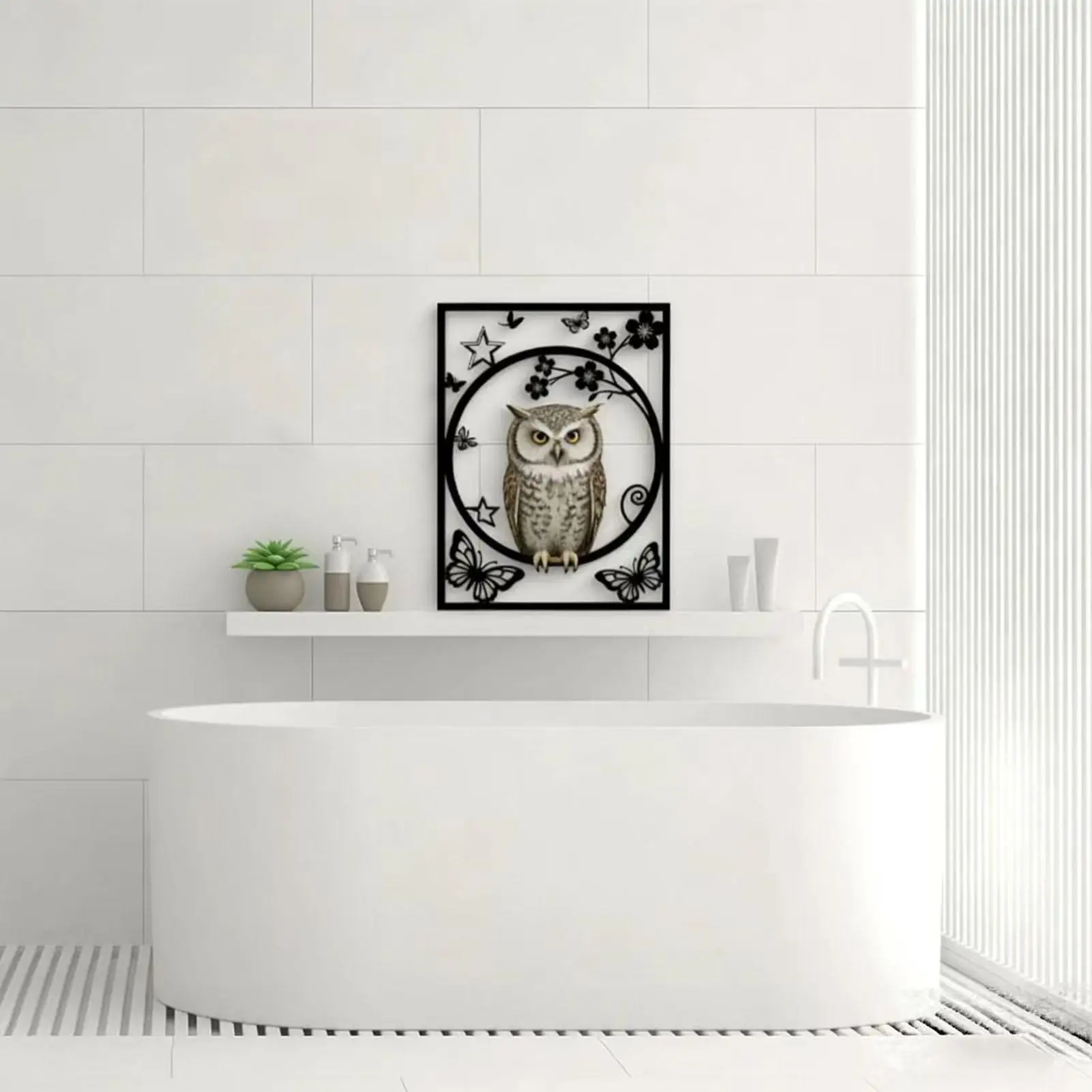 Iron Wall Decor 30x22cm Metal Aesthetic Decorative Owl Flower Bedroom Wall Decor For Home Living Room Hallway Entryway Apartment