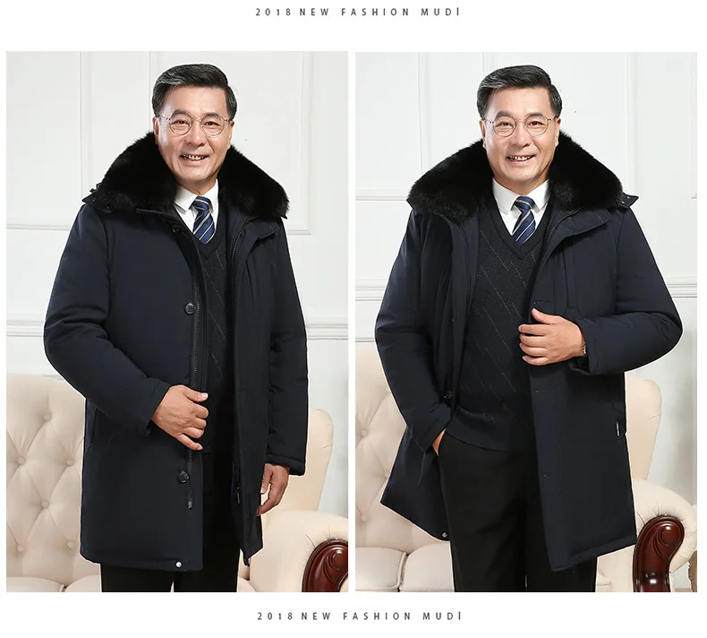Men's Down Coat And Parkas Windbreaker Puffer Jacket Overcoat Winter Padding Man White Goose Down Jacket Removable Liner HXY1273