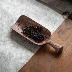 Walnut Wooden Handmade Tea Spoon, Hand-carved Retro Tea Accessories, Whole Wood Digging, Creative Handle Design, 1Pc