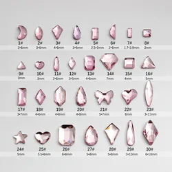 wholesale Light Pink multi style Flat Back Nail Rhinestone  Special Shaped Crystals Art Stones 3D Personalized Decoration