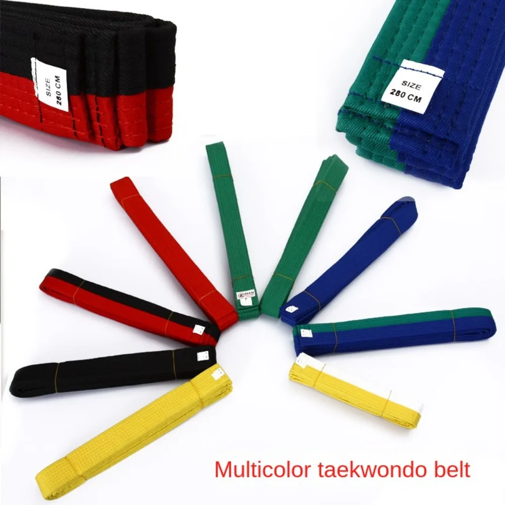 Cotton Taekwondo Belt Uniform Black/Red/Green/Yellow Karate Random Belt for Adult Children 2.2/2.8M Colorful